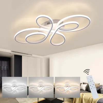 Zdjęcie produktu dla ZMH LED Lampa Sufitowa Biała Lampa Sufitowa Ściemnialna z Pilotem 78W 80CM Nowoczesna Kreatywna Lampa do Salonu Sypialni Jadalni Biura Kuchni