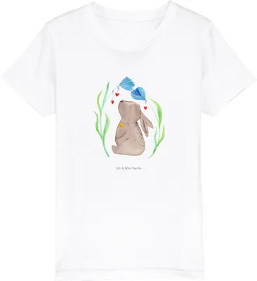 Produktbild von Mr. & Mrs. Panda Kleinkinder T-Shirt Hase Blume 5-6 Jahre (110/116) - Weiß - Geschenk, Hoffnung, Kinder Shirt, Kaninchen, Kindershirt, Bio, Teenager, Öko, Taufe, Ostern