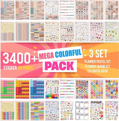 Image de Lot de autocollants pour planificateurs, comprenant plus de 3400 pièces réparties sur 40 feuilles, idéal pour les calendriers et les agendas