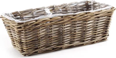 Produktbild von Kobolo Balkonkasten Blumenbank Pflanzkorb Blumenkasten Rattan - grau Balkon  Übertopf Korb bepflanzbarer Kräuterkorb Gartenkorb Gartendeko Blumenkorb