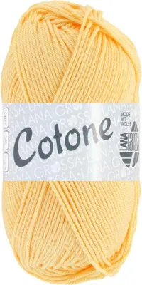 A ball of yellow yarn with a label.