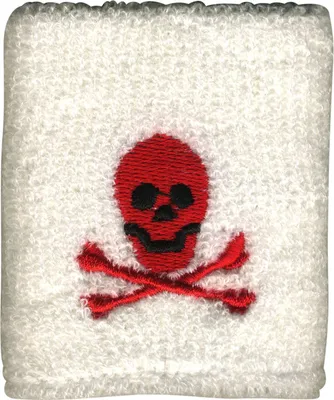 Produktbild von Schweißband bestickt - Totenkopf - weiß-rot