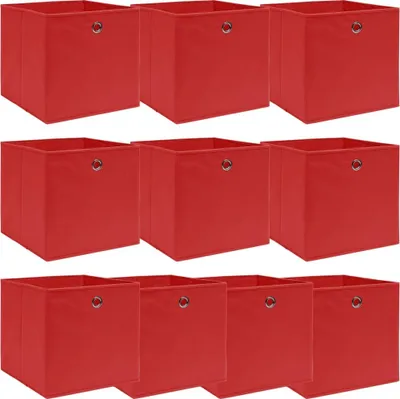 Image de Boîtes de rangement 10 pcs Rouge 32x32x32 cm Tissu