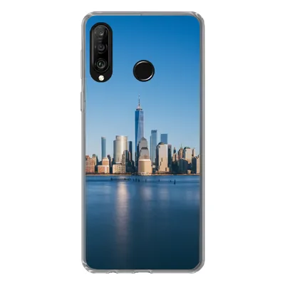 Produktbild von MuchoWow® Handyhülle Schutzhülle Hülle für Huawei P30 Lite New York - Skyline - Blau Silikon Softcase Handy Hülle - Handyhülle
