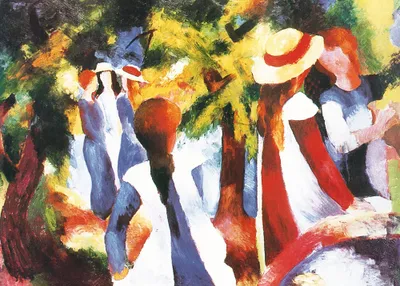 Produktbild von August Macke Kunstdruck Bild - Madchen Unter Baumen (50 x 70 cm)