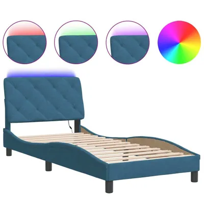 Immagine prodotto di Giroletto con LED senza Materasso Blu 90x190 cm in Velluto