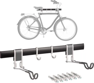 Produktbild von ONVAYA® Fahrrad-Wandhalterung ǀ horizontale Wandhalterung für ein Fahrrad ǀ mit Klick-System ǀ Haken für Helm und weiteres Zubehör ǀ Rennrad-Wandhalte