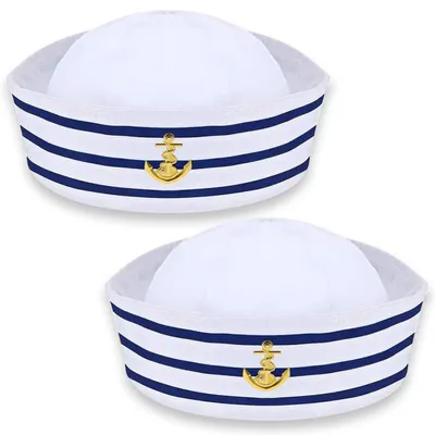 Produktbild von Kapitänsmütze Matrosenmütze Weiß für Damen und Herren, Kostüm Accessoire, Partyhut Marine, 2 Stück
