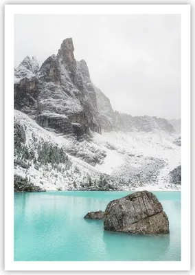 Produktbild von Poster - Poster ohne Rahmen - Berge See Schnee - 70x100 cm - Wand Bild - Wanddeko - Wandbilder - Kunstposter - Wandposter - Bilder - Kunstdruck - Wanddekoration - Wandbild - P2XPA70x100-4377