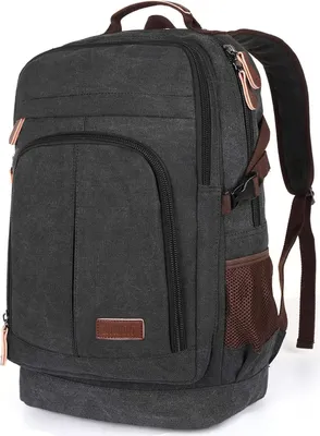 Produktbild von Herren Canvas 17.3 Zoll Laptop Rucksack 35L Schulrucksack Studenten Rucksack Jungen Teenager Arbeitsrucksack für Alltag Business Casmpus Schwarz (Schwarz) (BA8-Black)