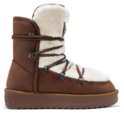 Imagen del producto de D.Franklin Botas australianas para mujer, modelo Nordic Trk Fur, color camel. Botas para mujer