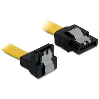 Produktbild von Delock - SATA-Kabel - Serial ATA 150/300 - SATA (W) zu SATA (W) - 30 cm - nach unten gewinkelter Stecker, eingerastet, gerader Stecker - Gelb