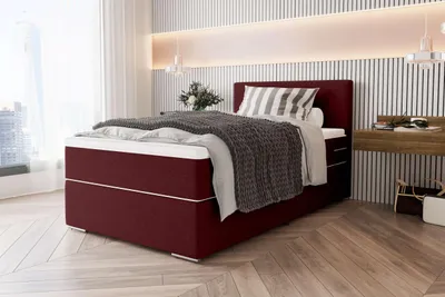 Produktbild von 99rooms Phönix Mini Boxspringbett 100x200 cm Webstoff MALMO_NEW Bordeaux