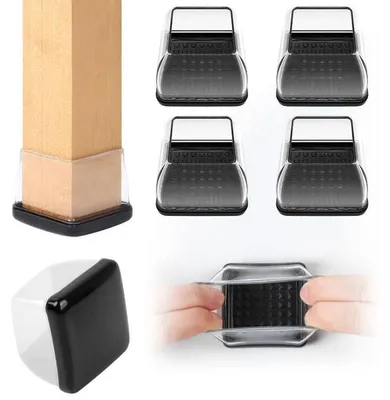 Produktbild von Transparente Möbelbeinschoner Quadrat 5 cm – 16 Stück – Anti-Kratzer Bodengleiter
