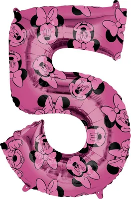 Zdjęcie produktu dla Balon Foliowy Cyfra 5 Myszka Minnie 66 cm