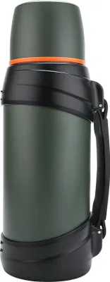 Produktbild von Famanu Thermosflasche 2,0 l - Doppelwandige Isolierung, Edelstahl, mit 2 Bechern, Silber