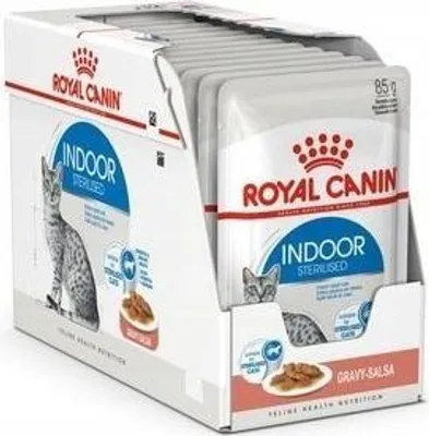 Produktbild von ROYAL CANIN Indoor Sterilized - Nassfutter für ausgewachsene Katzen - Stückchen in Sauce 12x85 g