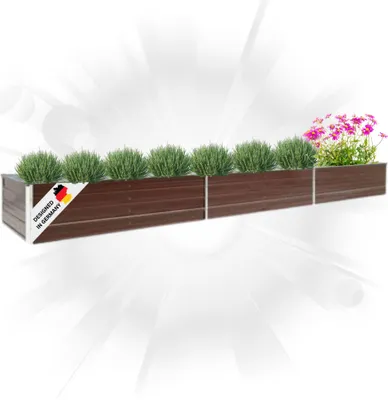Produktbild von DELUKE® Hochbeet für Garten OSKAR Braun | 480x80x45cm | Verzinkter Stahl | Wetterfest | Gartenbeet Kräuterbeet Blumenbeet Beet hoch Frühbeet für Garten Gemüsebeet