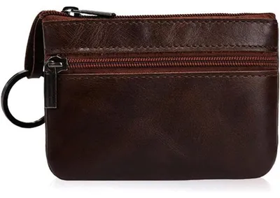 Image de Étui à clés en cuir marron foncé, petite taille, pour femmes et hommes