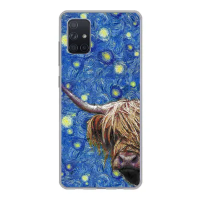 Produktbild von MuchoWow® Handyhülle Schutzhülle Hülle für Samsung Galaxy A71 Sternennacht - Van Gogh - Schottischer Highlander Silikon Softcase Handy Hülle - Kartenbesitzer
