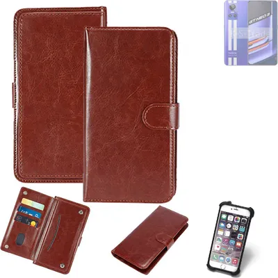 Produktbild von K-S-Trade 360° Hülle kompatibel mit Realme GT Neo 3 braun Kunstleder Case BookCase WalletCase Kunstlederederhülle Handyhülle, Rundumschutz Bumper