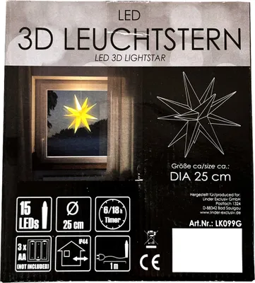 Produktbild von XL LED Ø 25cm Weihnachtsstern Gold Fensterstern Faltstern Innen und Aussen