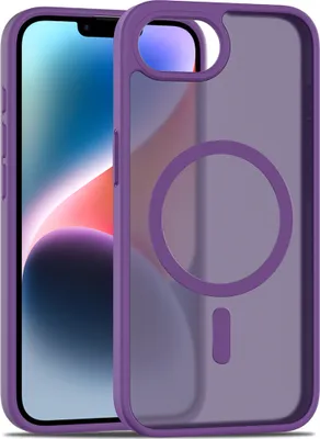 Produktbild von Magnetisch Hülle für iPhone 16e/iPhone 17e, Kompatibel mit MagSafe, Transluzente Matt Rückseite Stoßfeste Handyhülle Lila