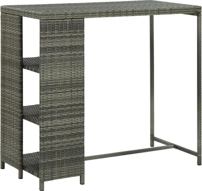 Produktbild von Bartisch mit Regal Grau 120x60x110 cm Poly Rattan