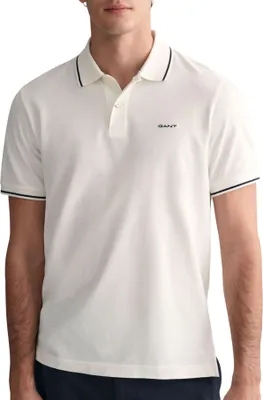 Produktbild von Gant Polo weiß und schwarz einfarbig Baumwoll-Piqué Kurzarm