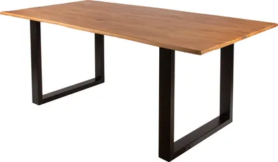 Produktbild von Baumkantentisch Hevea massiv eichefarben 140 x 80 cm U-Gestell schwarz MAILO