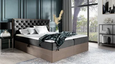 Obrázek produktu pro Kontinentální postel 180x200 CHANTELLE 3 - tmavý dub / grafitová + topper