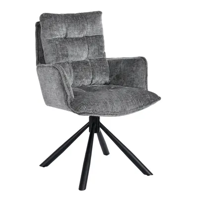 Obrázok produktu pre Duhome Jedálenská stolička 360° otočná Lounge stolička Chenille stolička Ergonomická stolička s funkciou vrátenia do pôvodnej polohy pre kanceláriu, kuchyňu, obývačku, spálňu, sivá