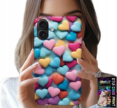 Zdjęcie produktu dla Etui Do Iphone 17 - Kolorowe Serca Możliwość Personalizacji