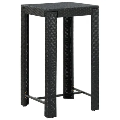 Image de Table de bar de jardin noire 60,5x60,5x110,5 cm Poly rotin