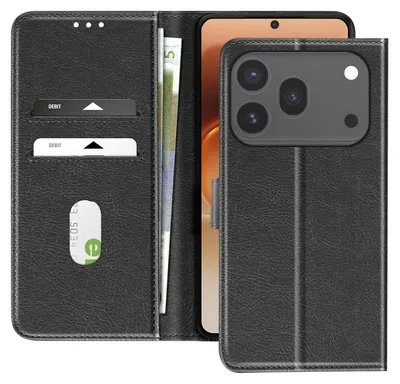 Produktbild von Avizar, Klapphülle für Honor 600 / 600 Pro mit Kartenfach und Videoständer, Schwarz