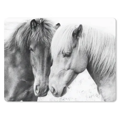 Produktbild von MuchoWow® Mauspad Mousepad Pferde - Tiere - Schwarz und weiß - Natur 40x30 cm - Mousepads - Maus Mat - Pad - Mausunterlage - Anti Rutsch