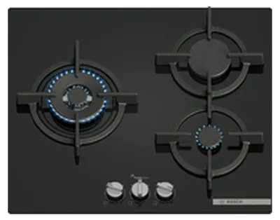 Produktbild von Bosch Serie 6 PPC6A6I10, Schwarz, Integriert, 60 cm, Gaskochfeld, Gehärtetes Glas, 3 Zone(n)