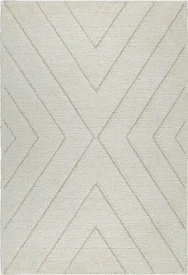 Produktbild von Shaggy Teppich Hochflor Wohnzimmerteppich Modern Dreiecke Design Creme