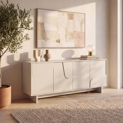 Produktbild von FLORA beige 160 cm 4-türiges Sideboard mit Melaminbeschichtung