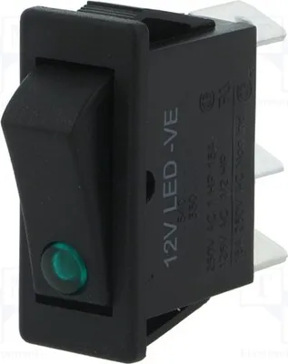 Immagine prodotto di 1 interruttore a levetta, colore nero, OFF-ON, 12A/250VAC, con LED 12VDC, modello C5503PLBG5, posizione: 2