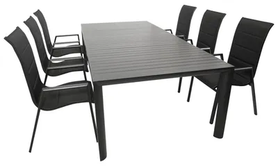 Produktbild von Garnitur 7-teilig 322 x 106,5 x 247 cm Aluminium Kunstgewebe Anthrazit