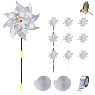 Imagen del producto de Solidchoice - Juego de 10 molinos de viento reflectantes para proteger a las aves