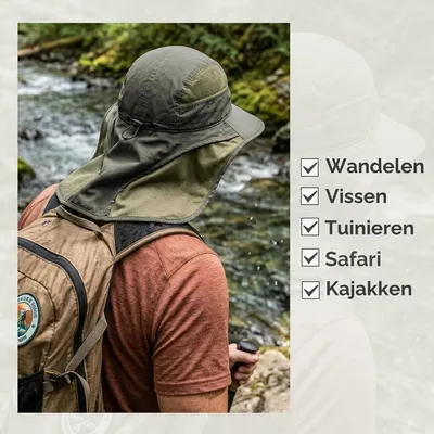 Immagine prodotto di Cappello da sole con protezione per il collo, ultraleggero, con protezione UV 50+, traspirante, ideale per escursioni e pesca
