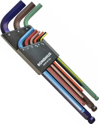 Produktbild von Bondhus Winkelschlüssel-Set BLX9MCG 9-tlg. ColorGuard Kugelkopf, Stiftschlüssel