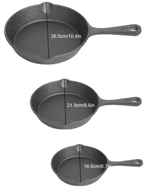 Produktbild von Gusseisen Bratpfannen Set, Vorbehandelt, Induktionsgeeignet, 1 Satz