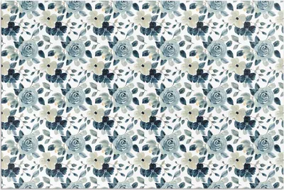 Produktbild von Gemalte Blumen regelmäßiges florales Muster – Vinylteppich – 80x120 cm – Outdoor Teppich – Terrasse – Wetterfest – Modern