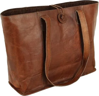 Image de Grand sac cabas en cuir, fabriqué à la main, pour femmes