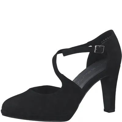 Produktbild von MARCO TOZZI Damen Pumps High Heel Riemen Textil samtige Haptik 2-24402-20, Größe:38 EU, Farbe:Schwarz