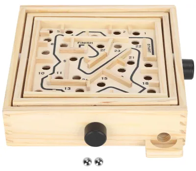 Productafbeelding van Houten doolhofspel, doolhofbord, trackball, puzzel, spel, educatief speelgoed