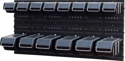 Produktbild von Set Wandregal Boxen 14 Stapelboxen schwarz